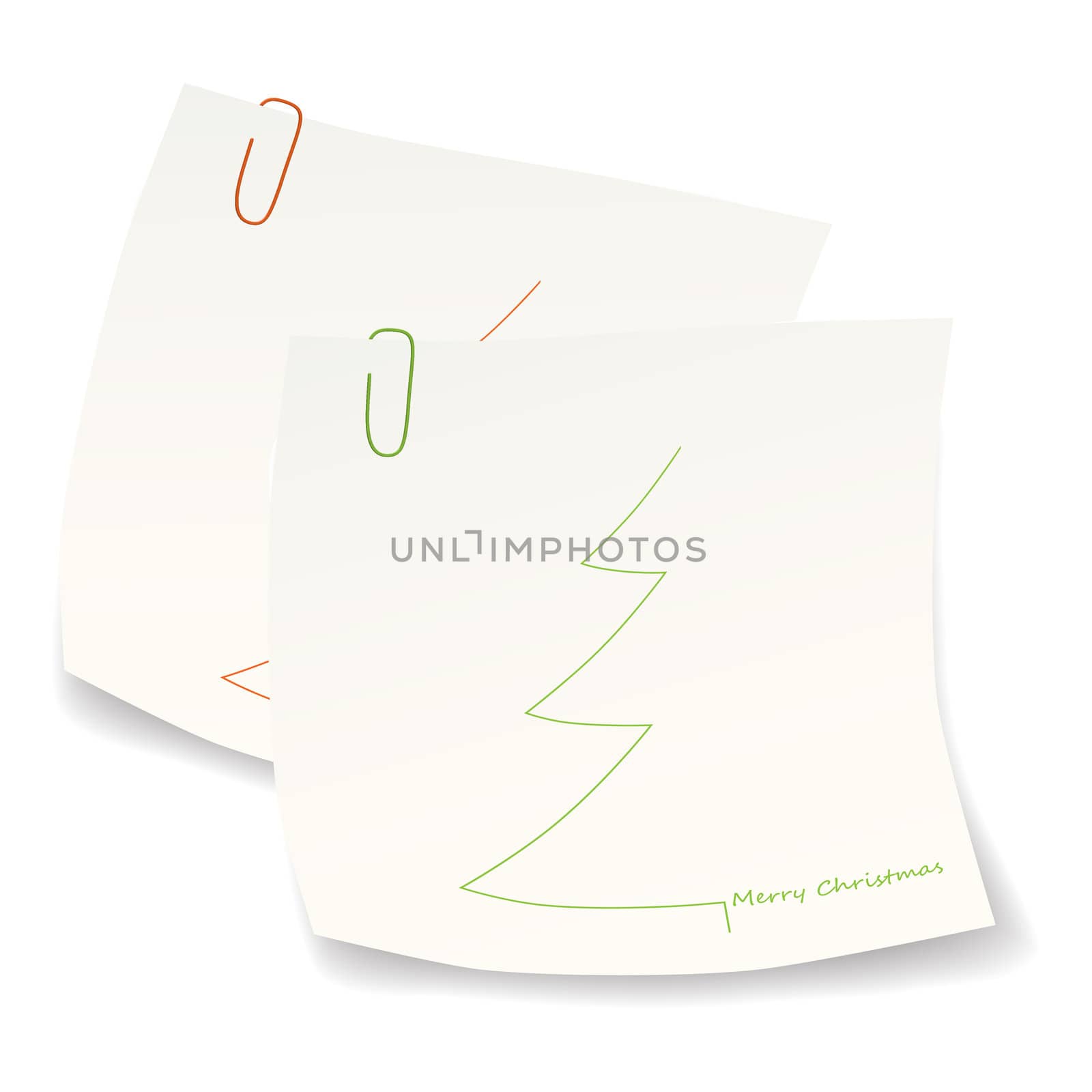 new royalty free illustration of two isolated paper reminders with paperclips