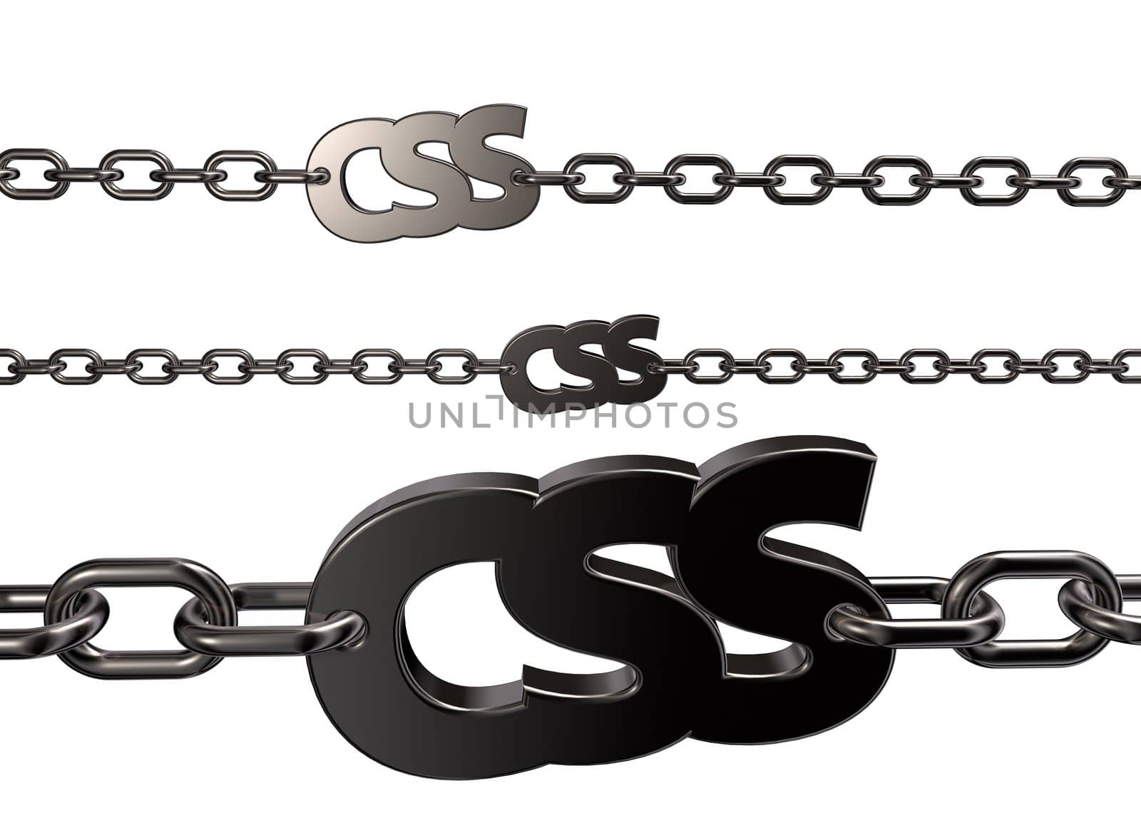 chain with css-tag on white background - 3d illustration