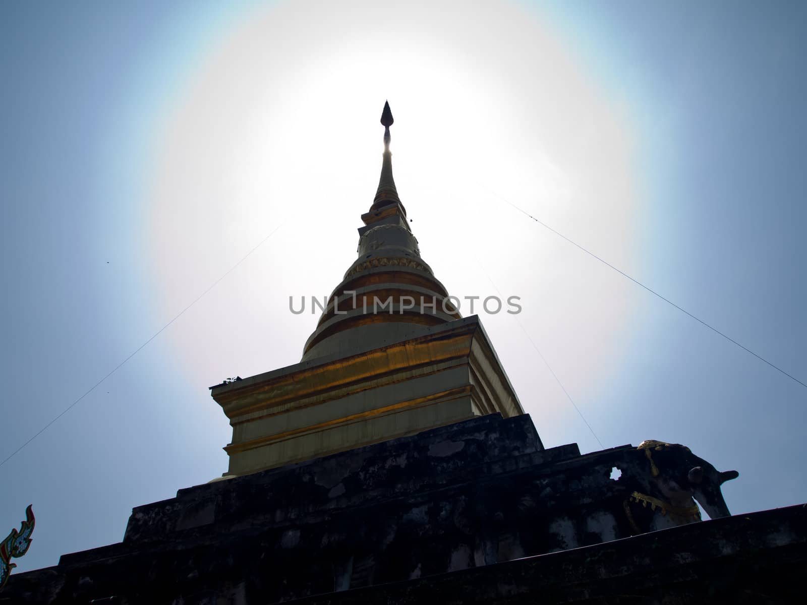 Golden stupa in Traditional Thai style which is in Wat Changkum (Nan-Thailand)