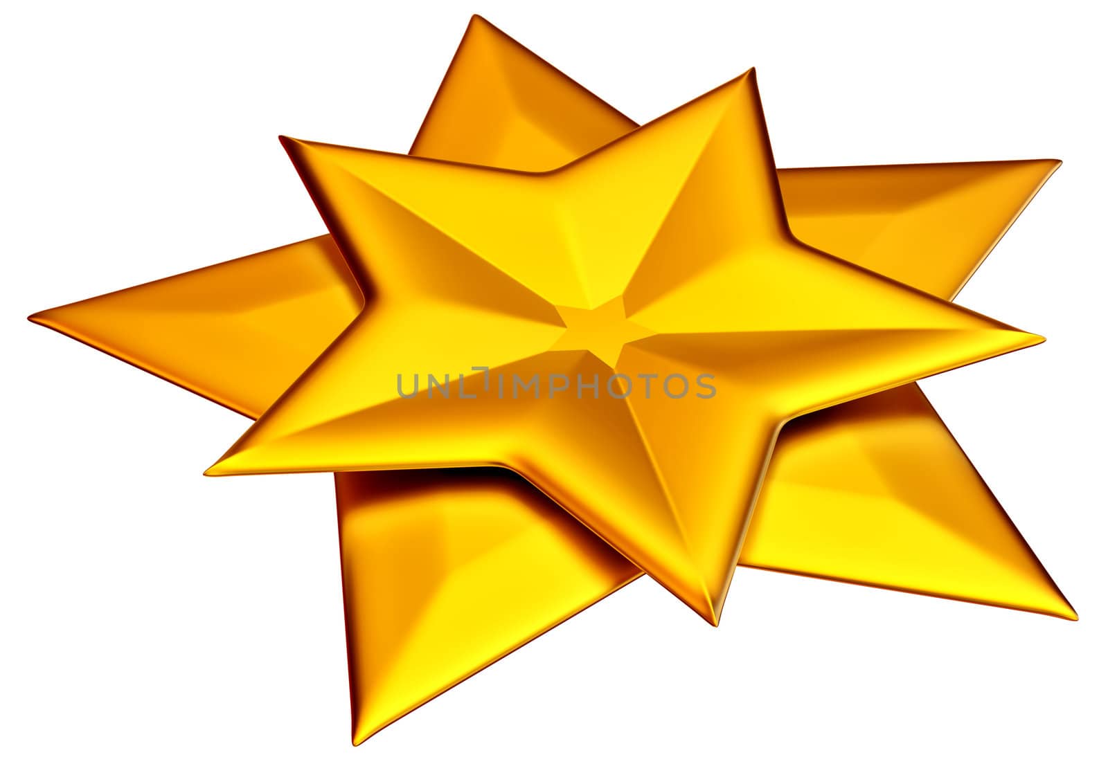 two shiny gold stars for advertise on a white background