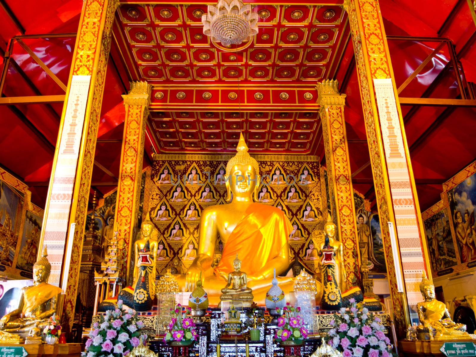 Buddha image in Traditional Thai style which is in Wat Suantan (Nan-Thailand)