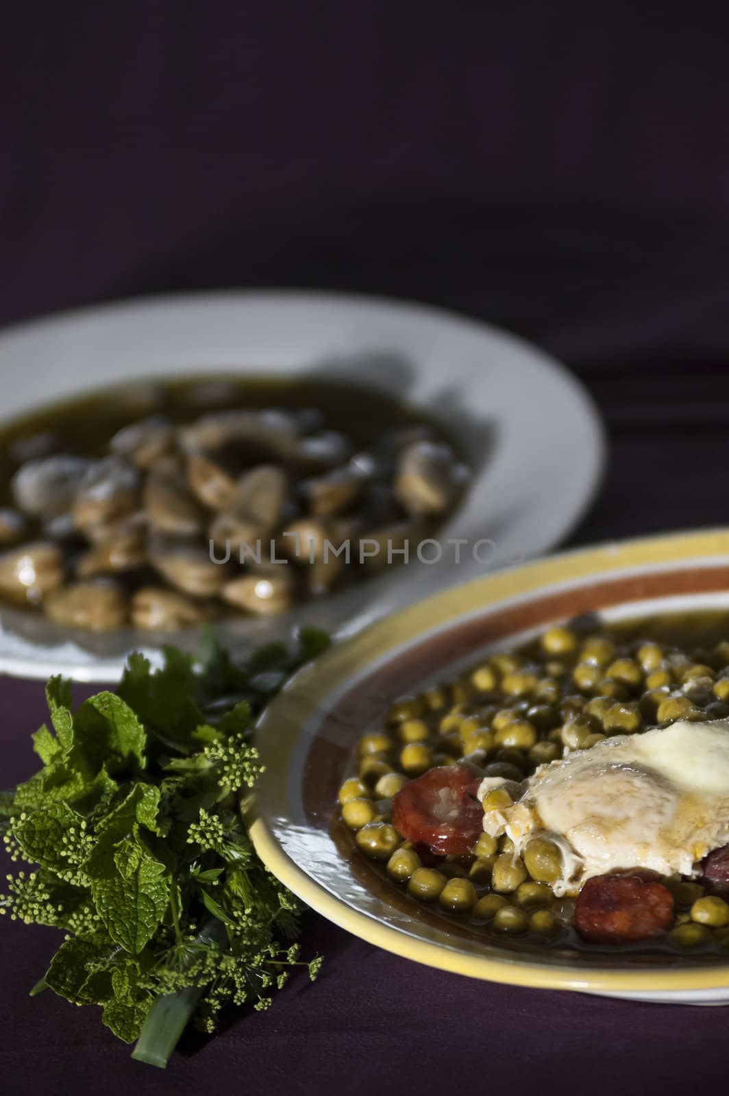 Real food photographed on location in traditional portuguese restaurants, peas soup - sopa de ervilhas - Alentejo, Portugal