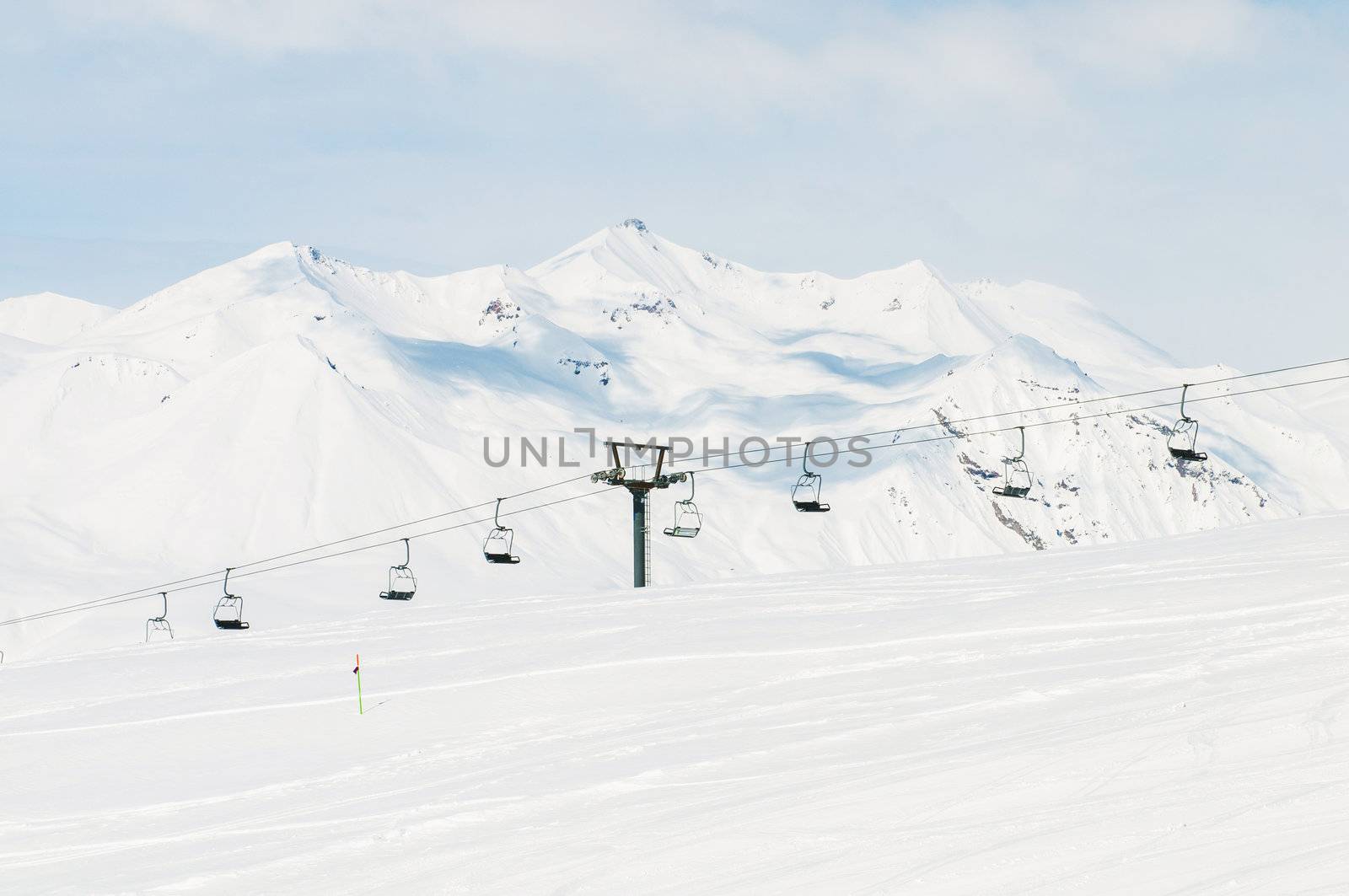 Skilift on bright winter day