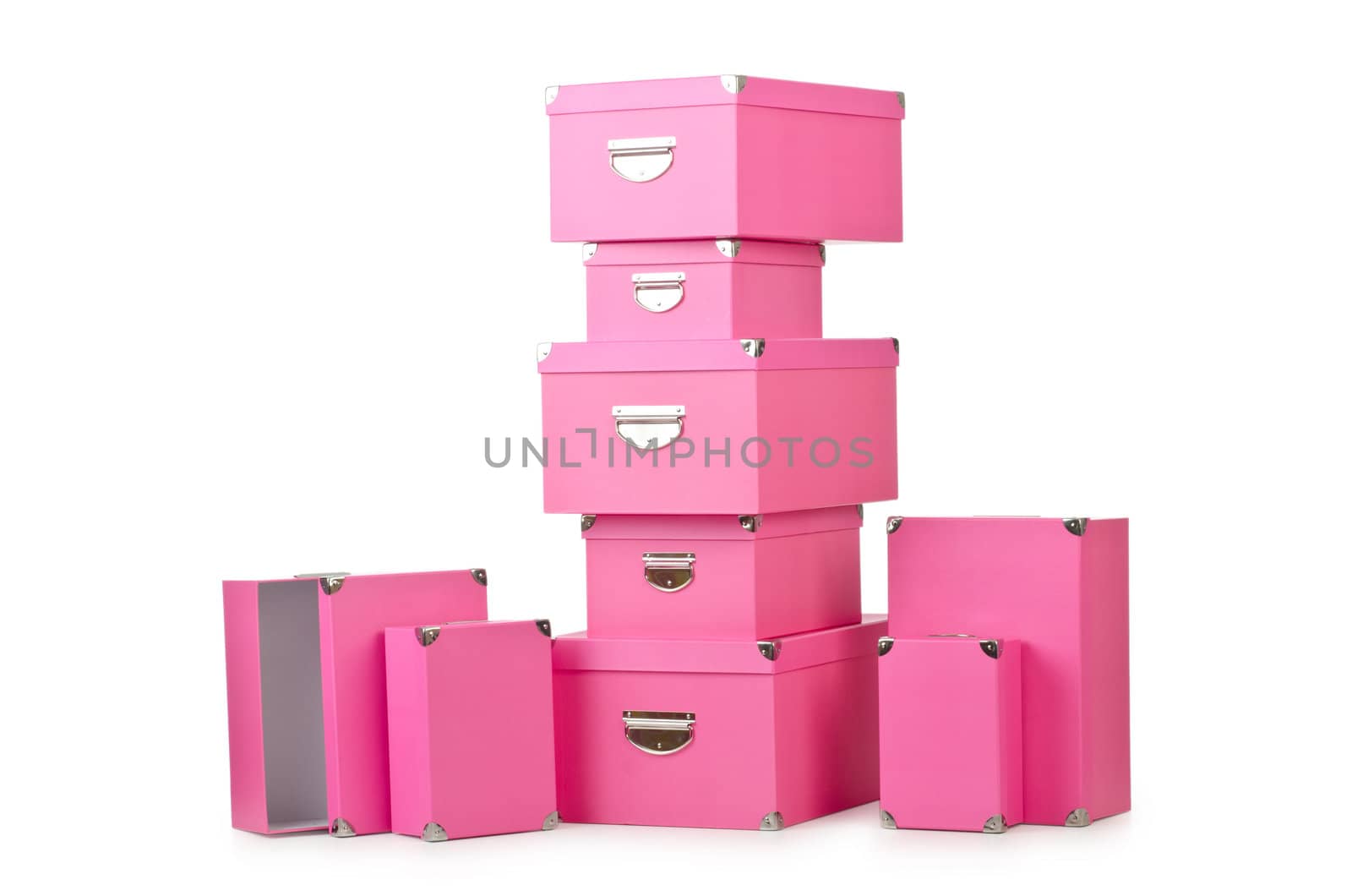 Pink giftboxes isolated on white