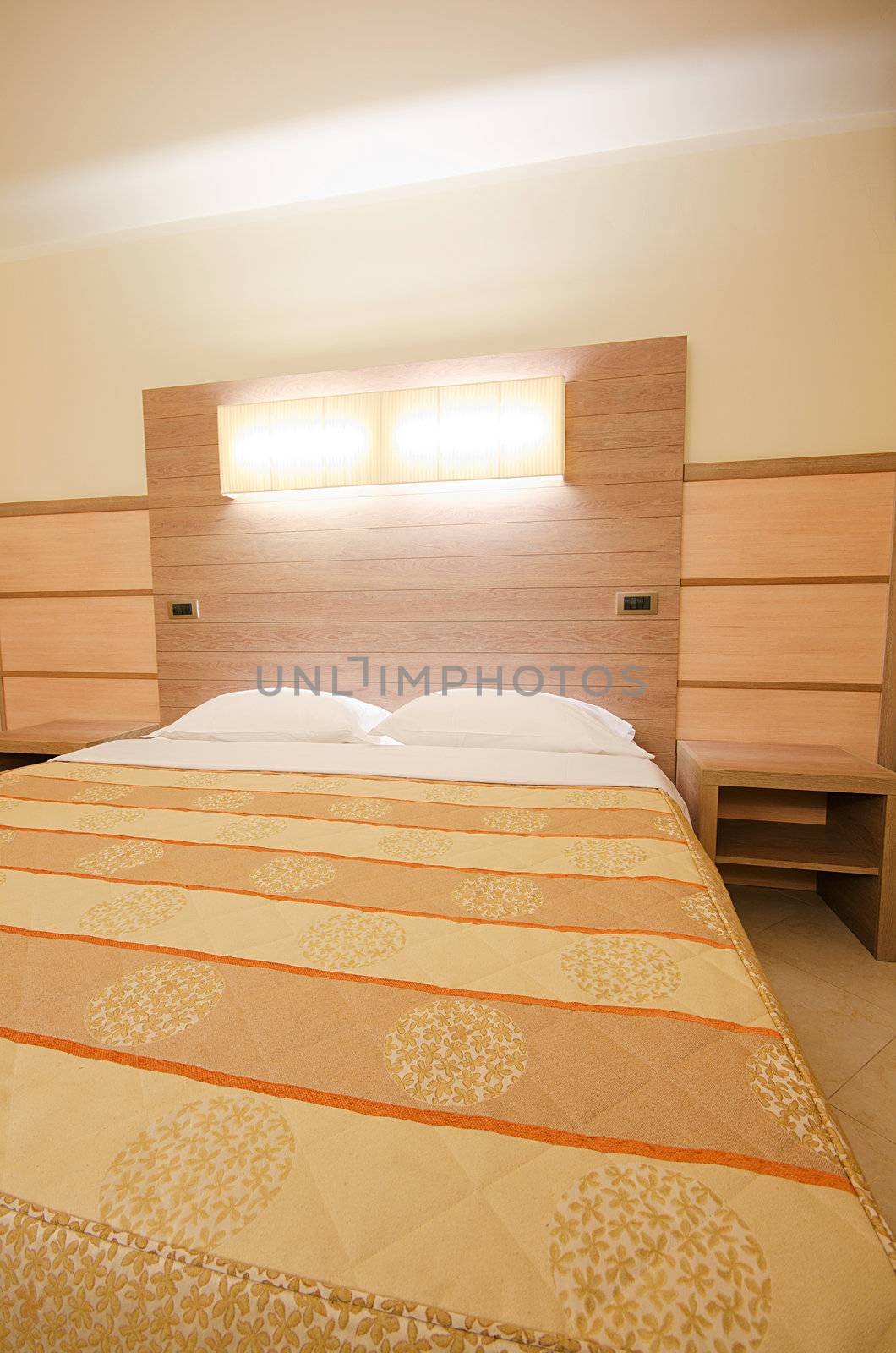 Double bed in the modern room