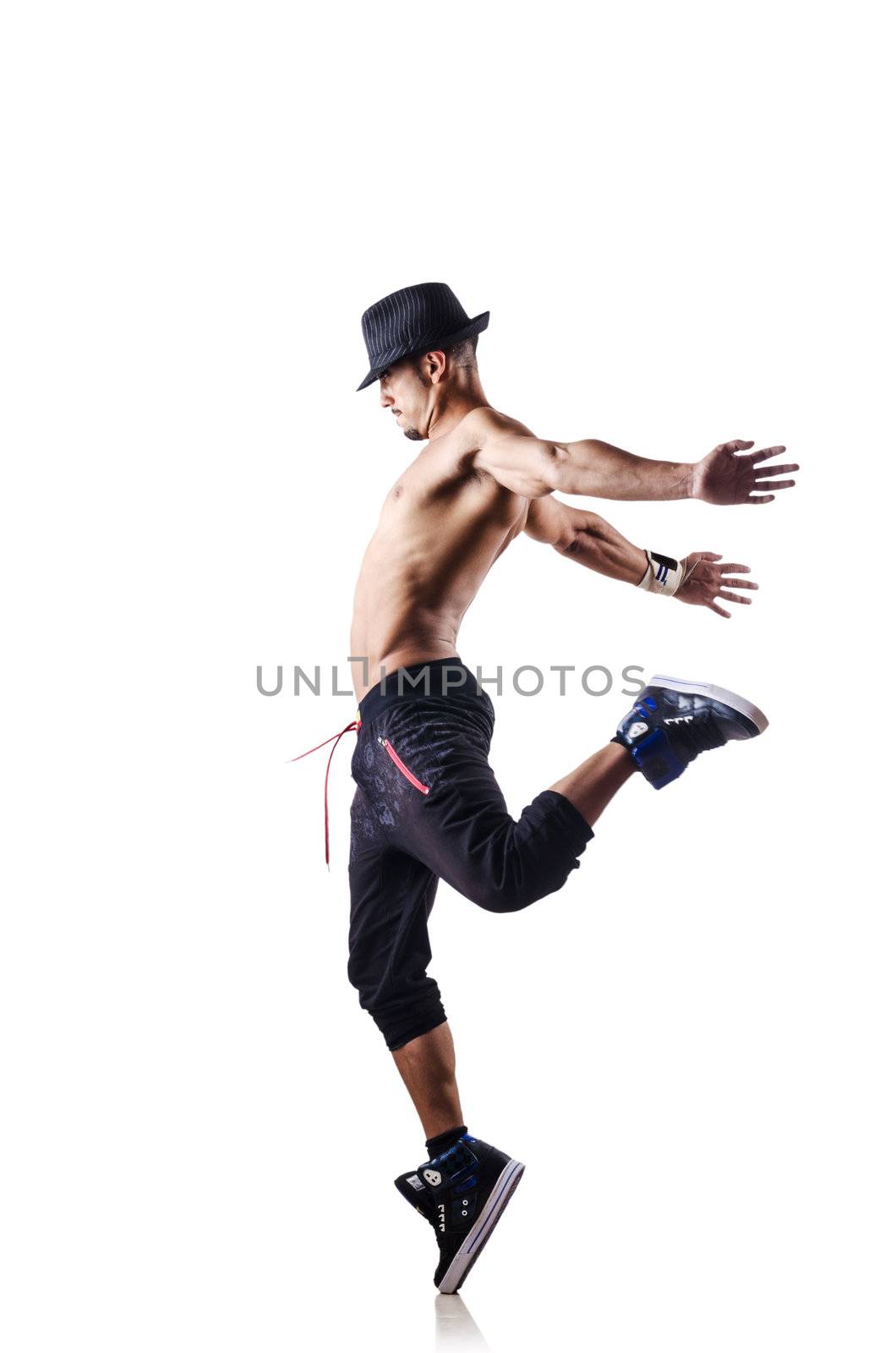 Nude dancer isolated on the white
