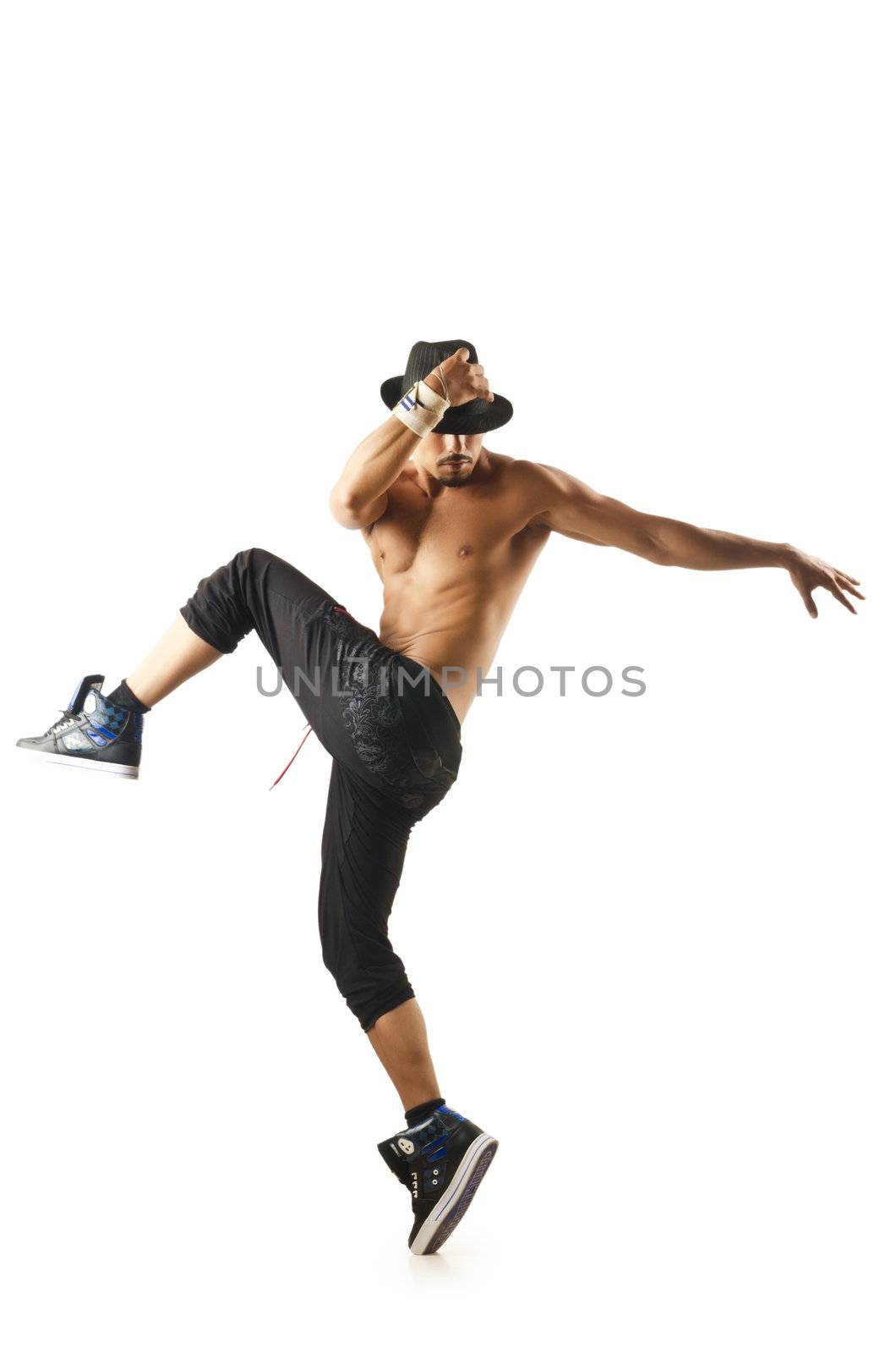 Nude dancer isolated on the white