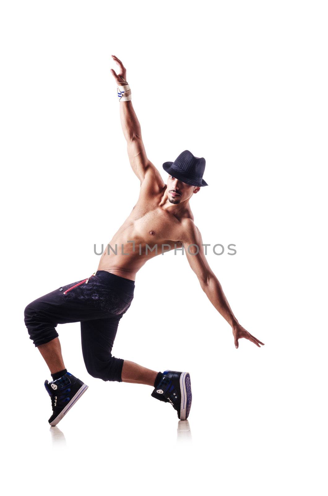 Nude dancer isolated on the white