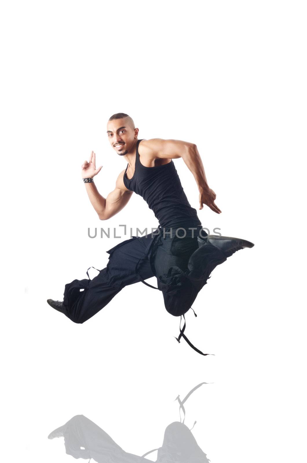 Nude dancer isolated on the white