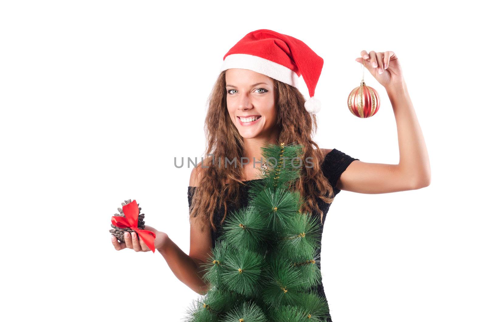 Christmas girl isolated on the white