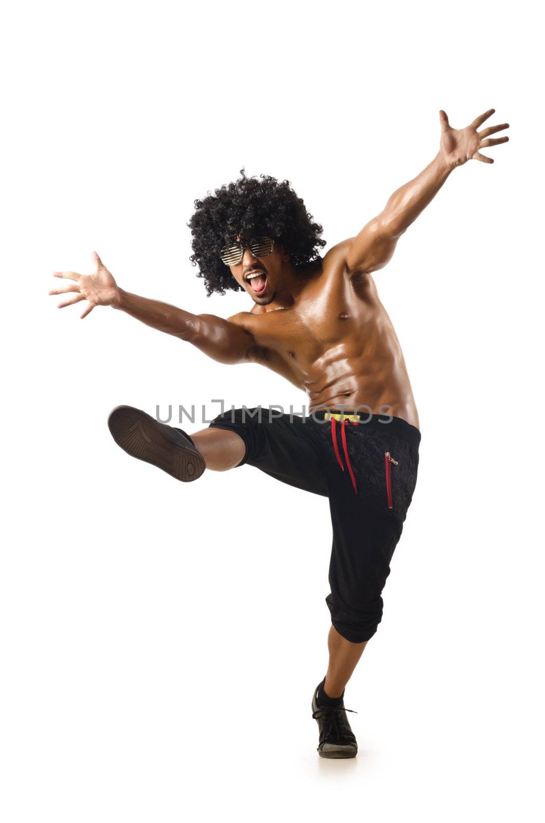 Funny dancer isolated on the white