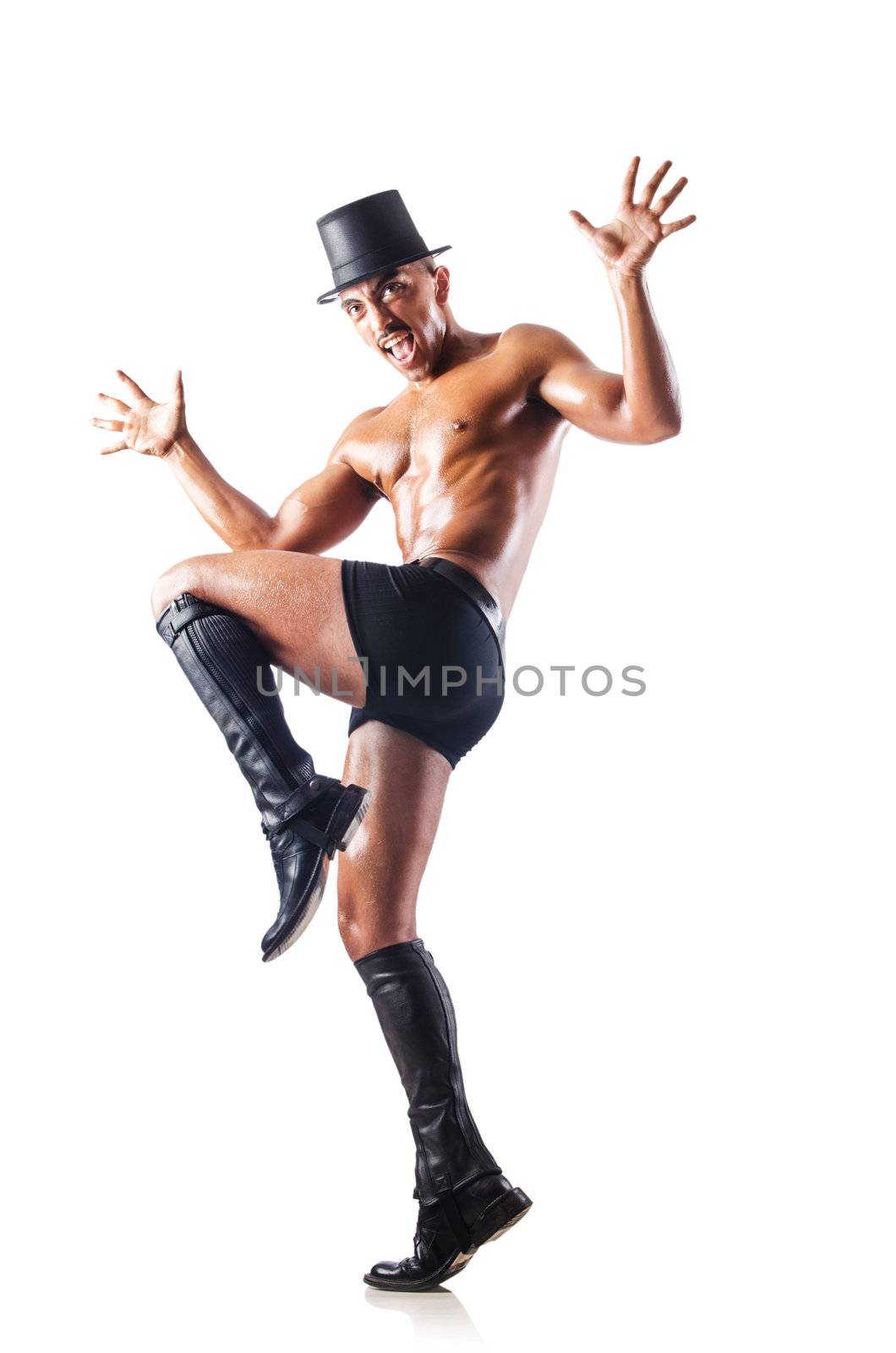 Nude dancer isolated on the white