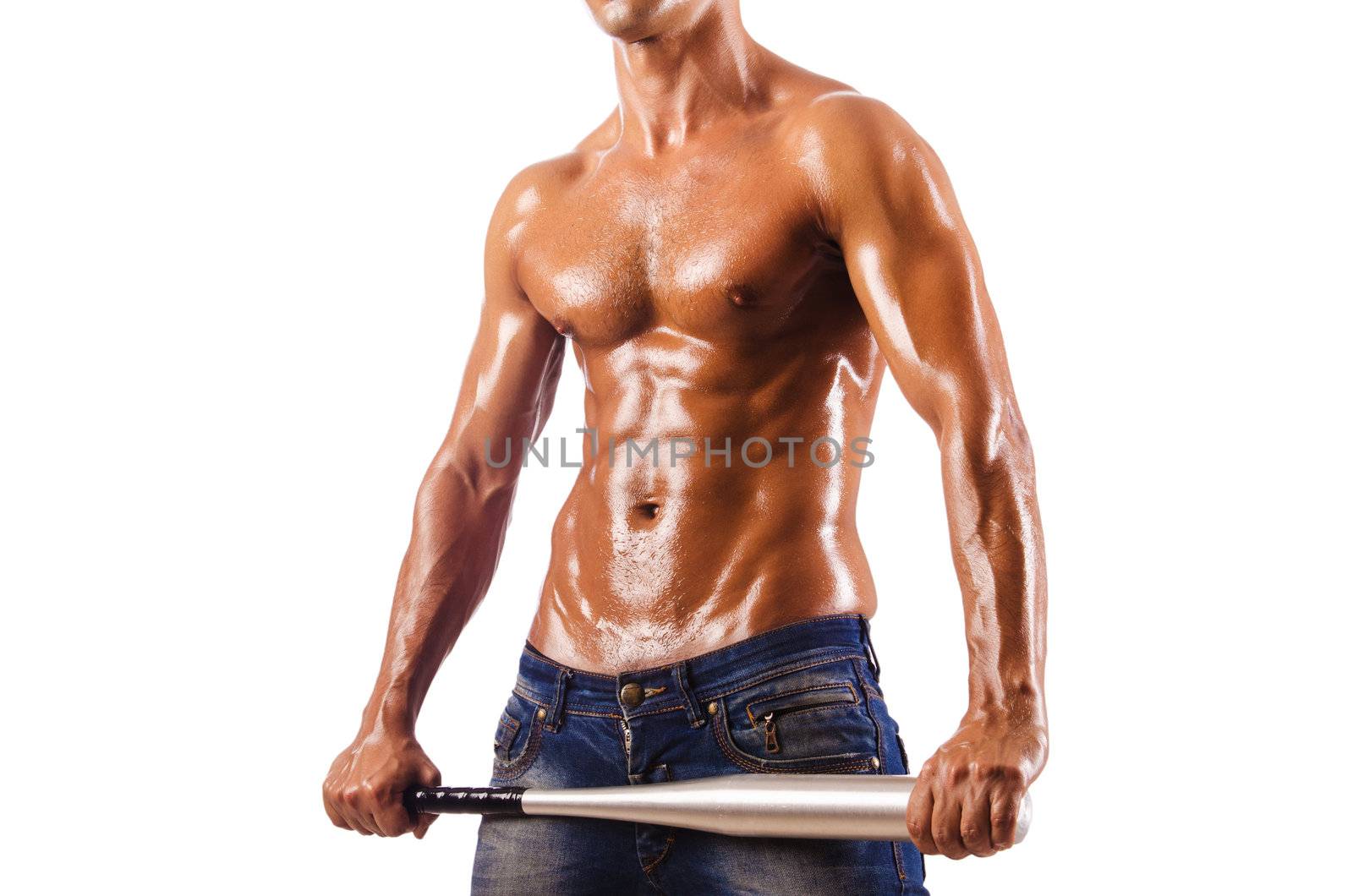 Muscular man with baseball bat