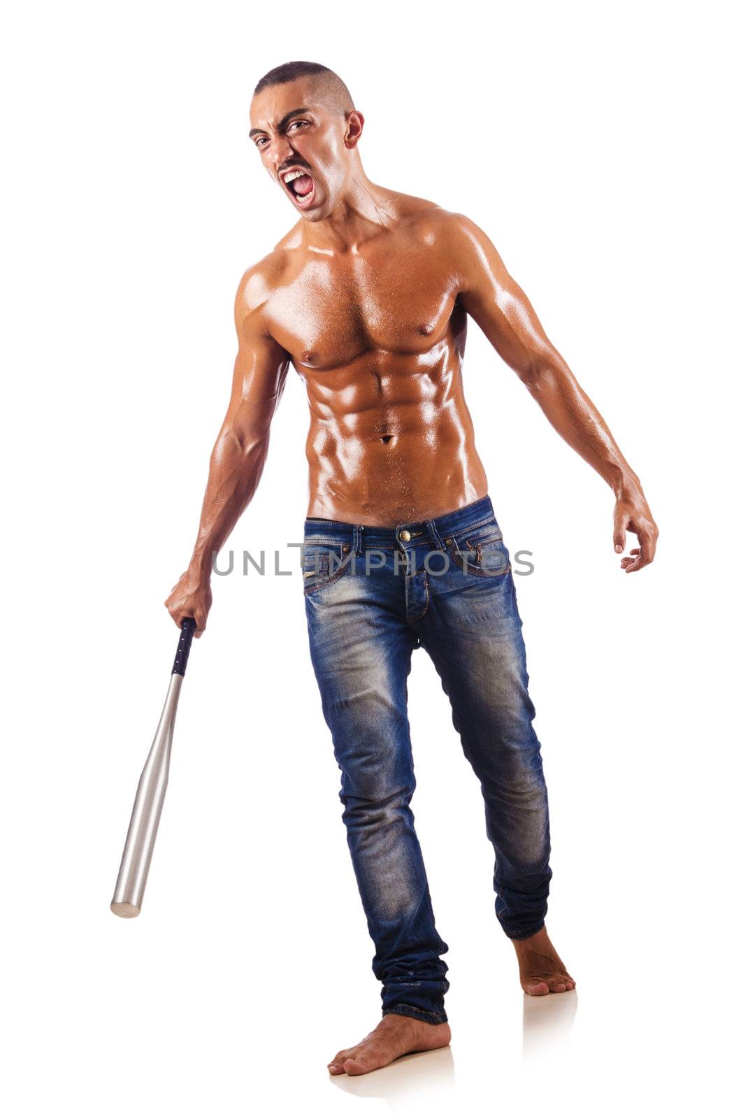 Muscular man with baseball bat