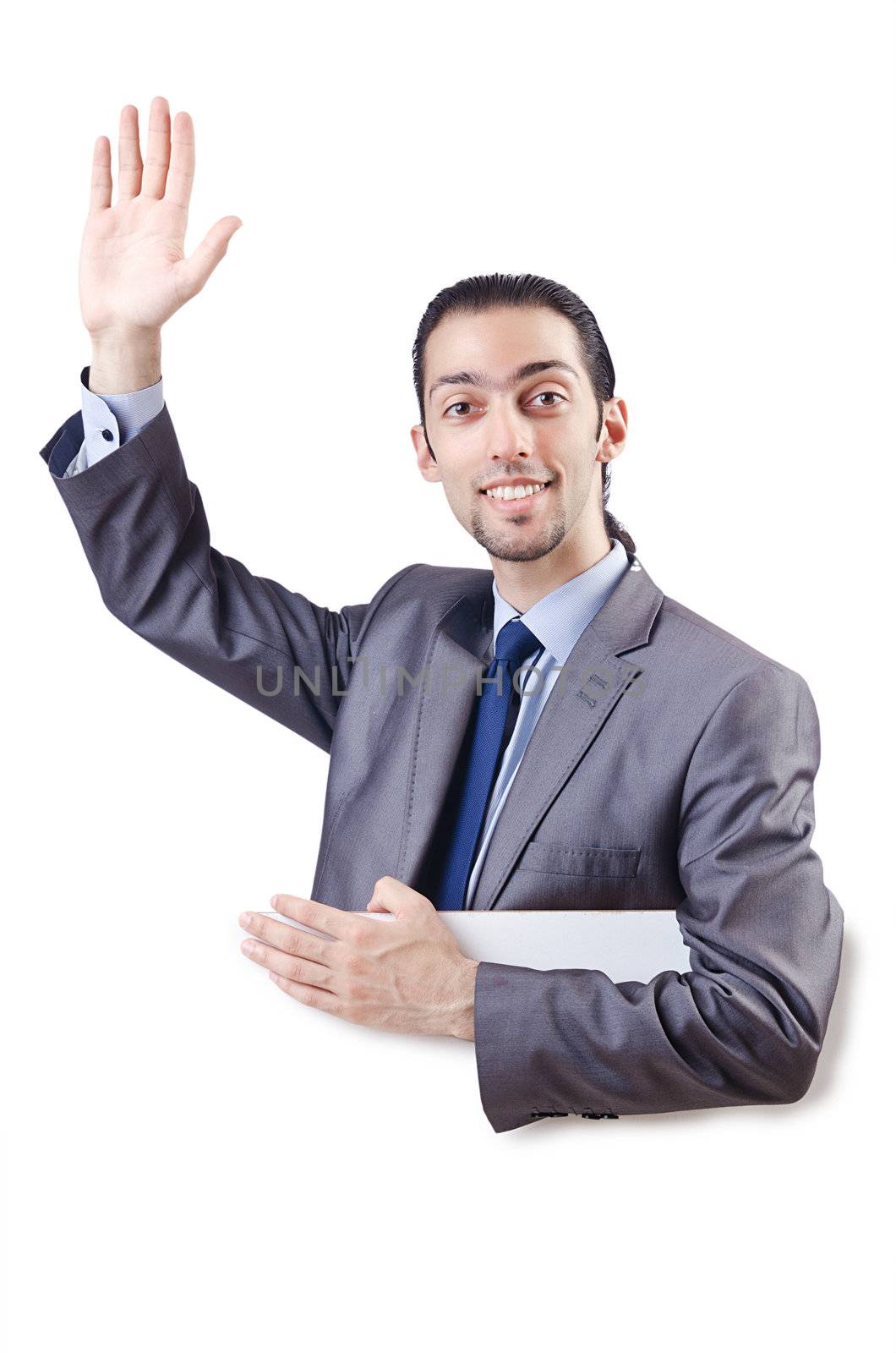 Businessman with blank message
