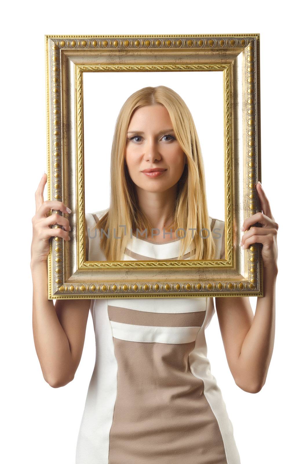 Picture frame and attractive woman