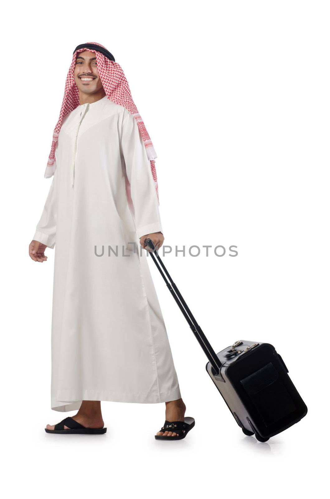 Arab on his travel with suitcase by Elnur