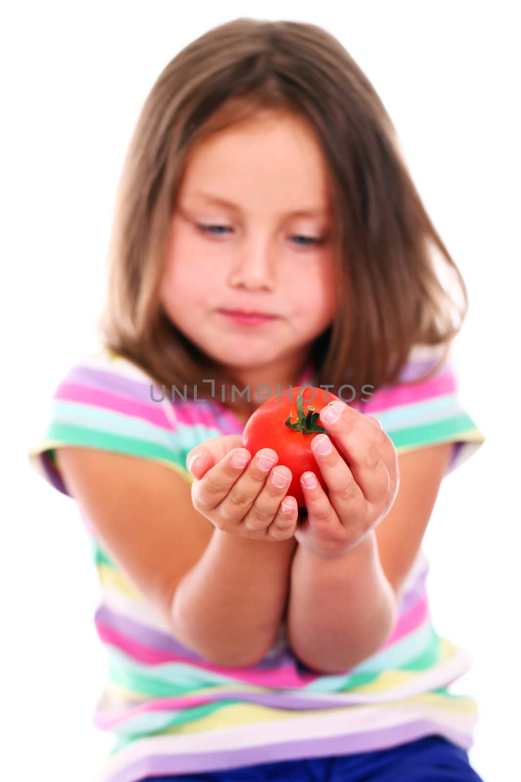 Little girl with tomato by rufatjumali