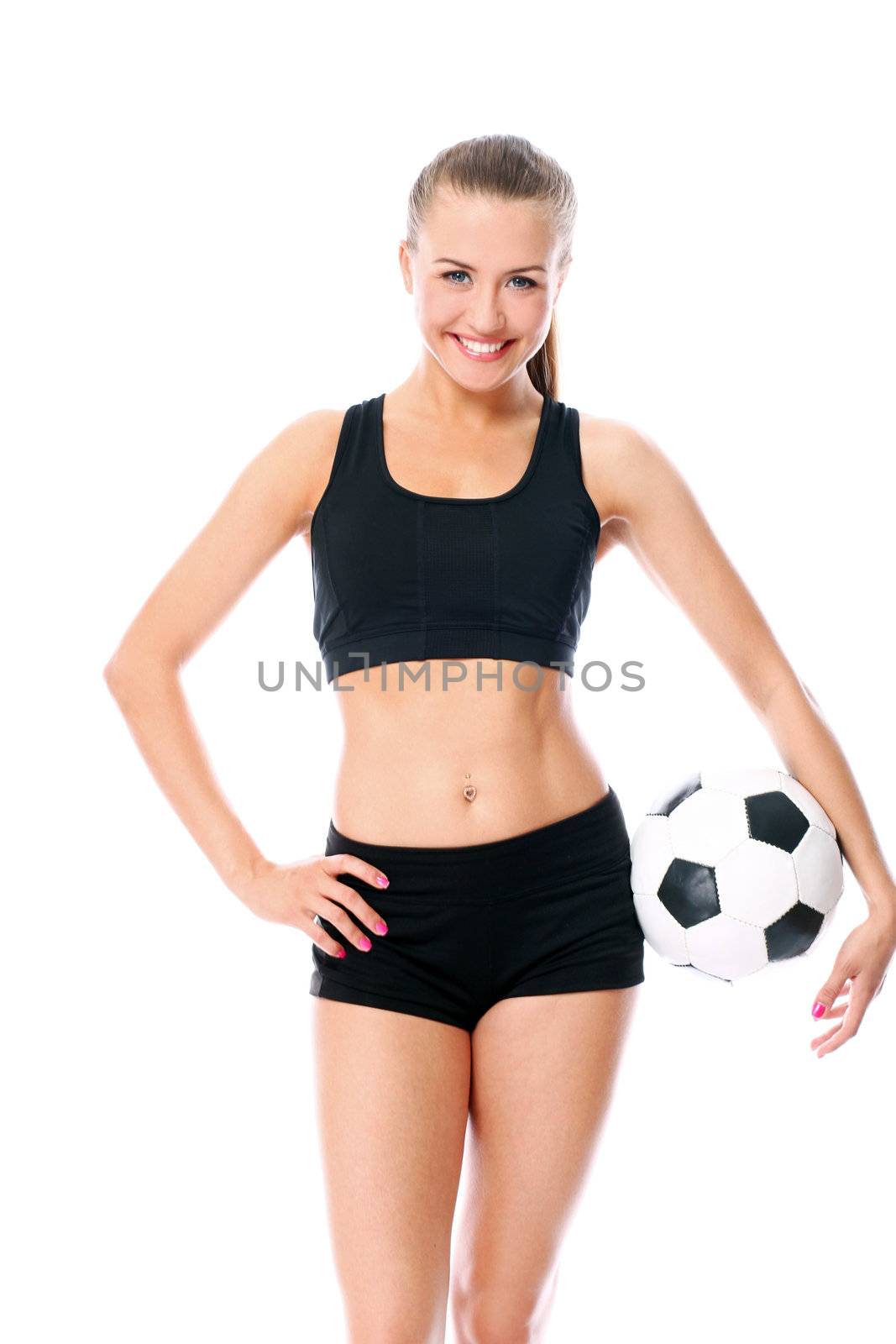 Young and sexy girl with soccer ball by rufatjumali