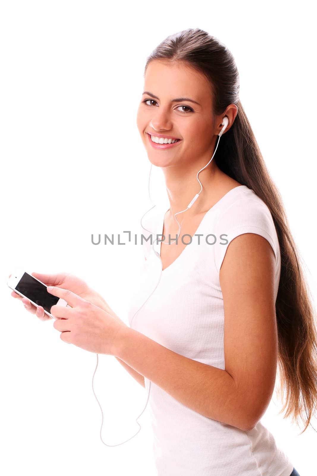 Portrait of beautiful woman with headphones