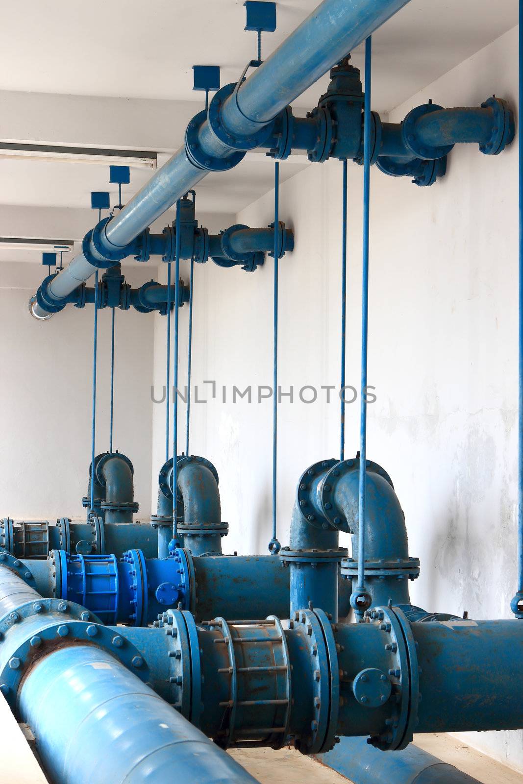 Water pumping station, industrial interior and pipes by rufous