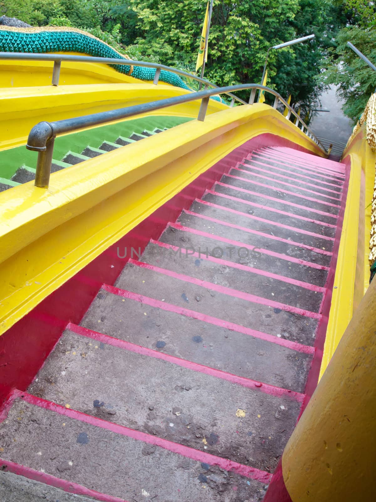 Colorful staircase staircase in  Wat Tham Sua(Tiger Cave Temple), Tha Moung, Kanchanburi, Thailand
