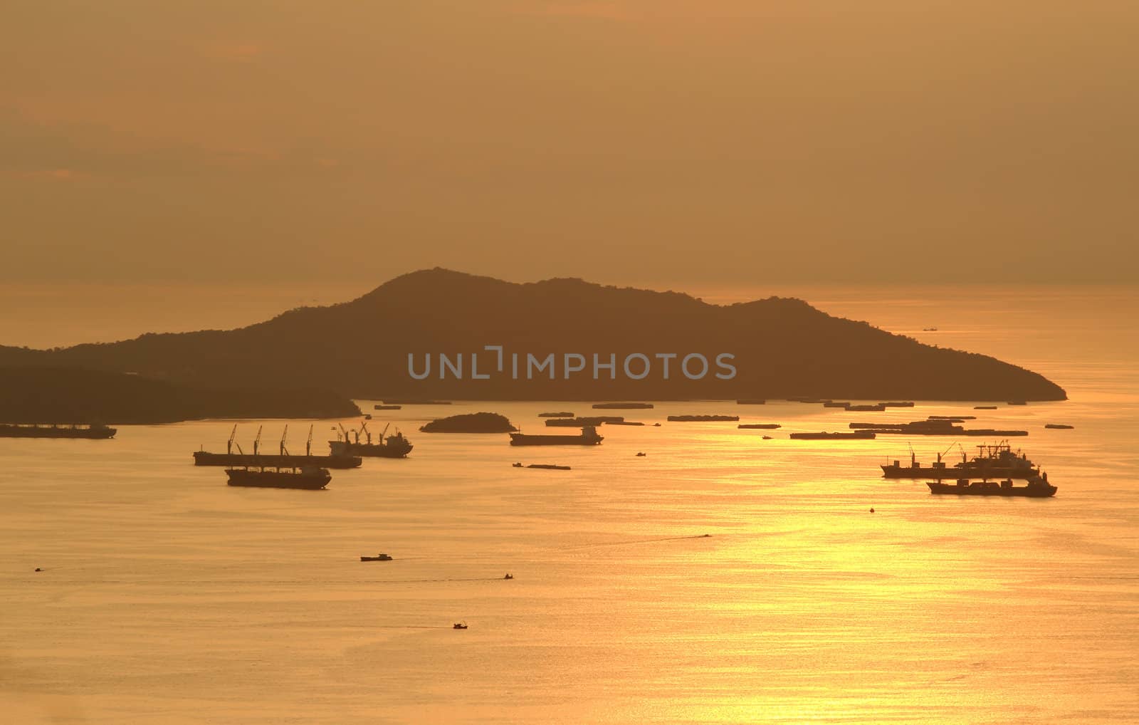  image of Cargo ship at twilight time. by rufous