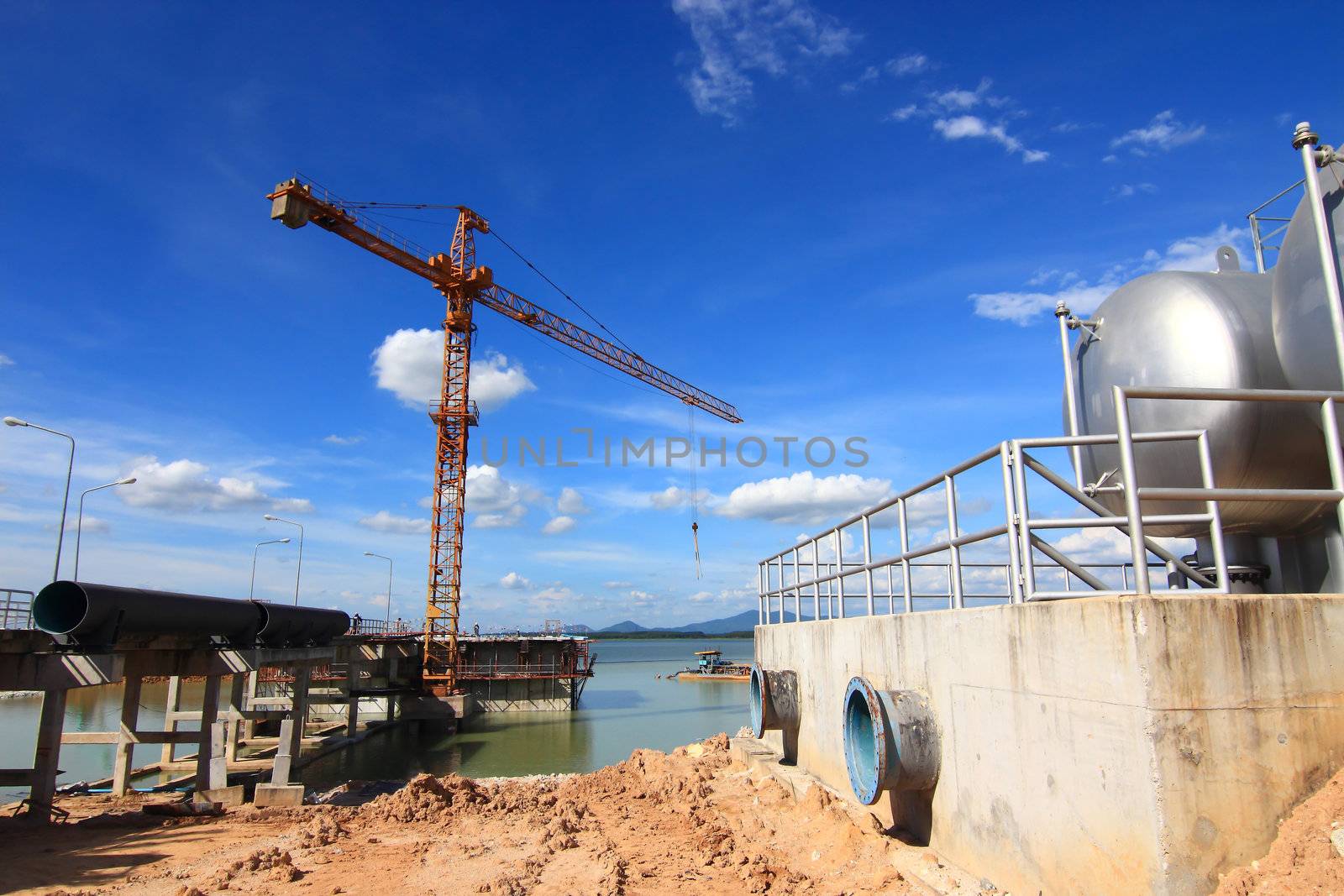 construction site with crane in background