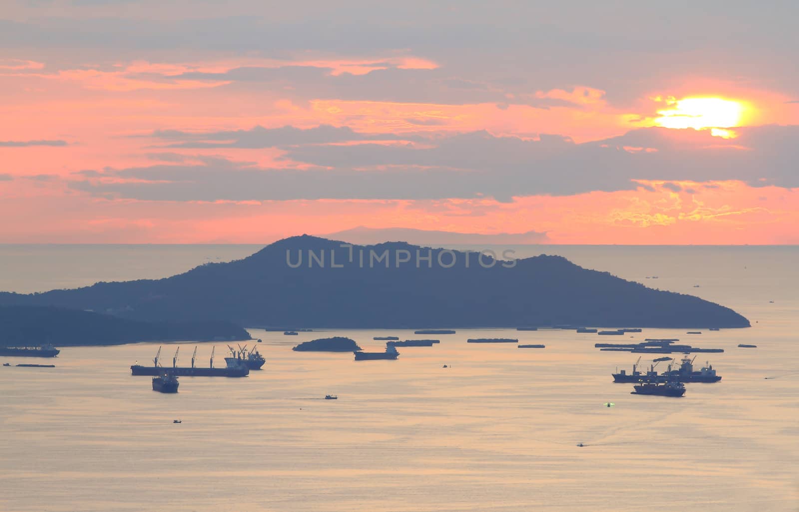  image of Cargo ship at twilight time. by rufous