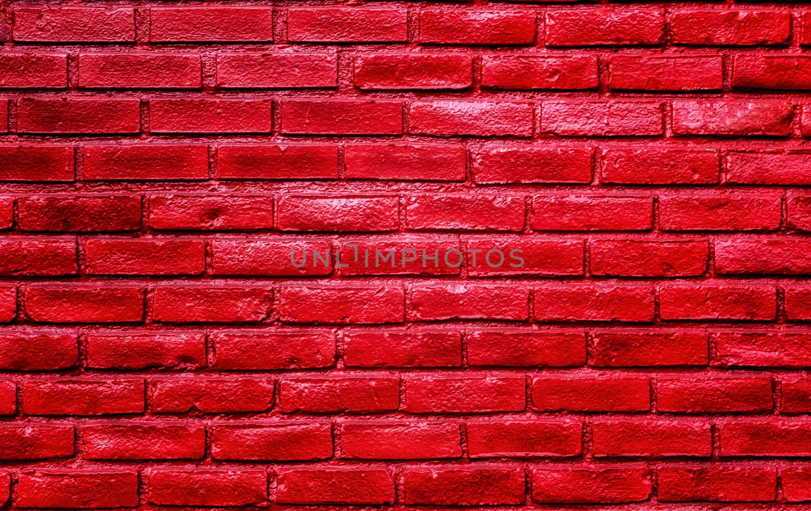 Vibrant Glossy Red Brick Wall Ideal for Backdrop or Background