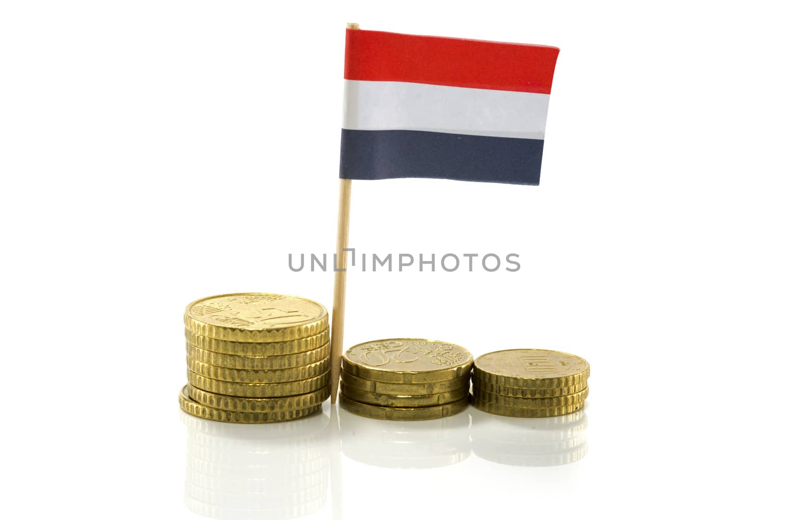dutch flag with euro coins isolated on white