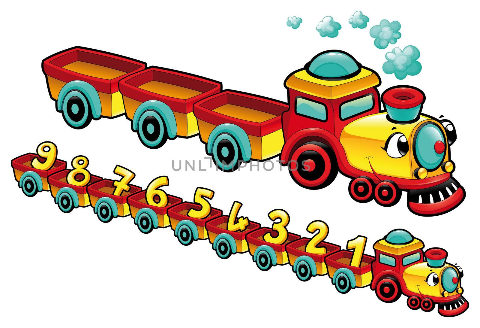 Funny train. Cartoon and vector isolated character. Funny train. Cartoon and vector isolated character.