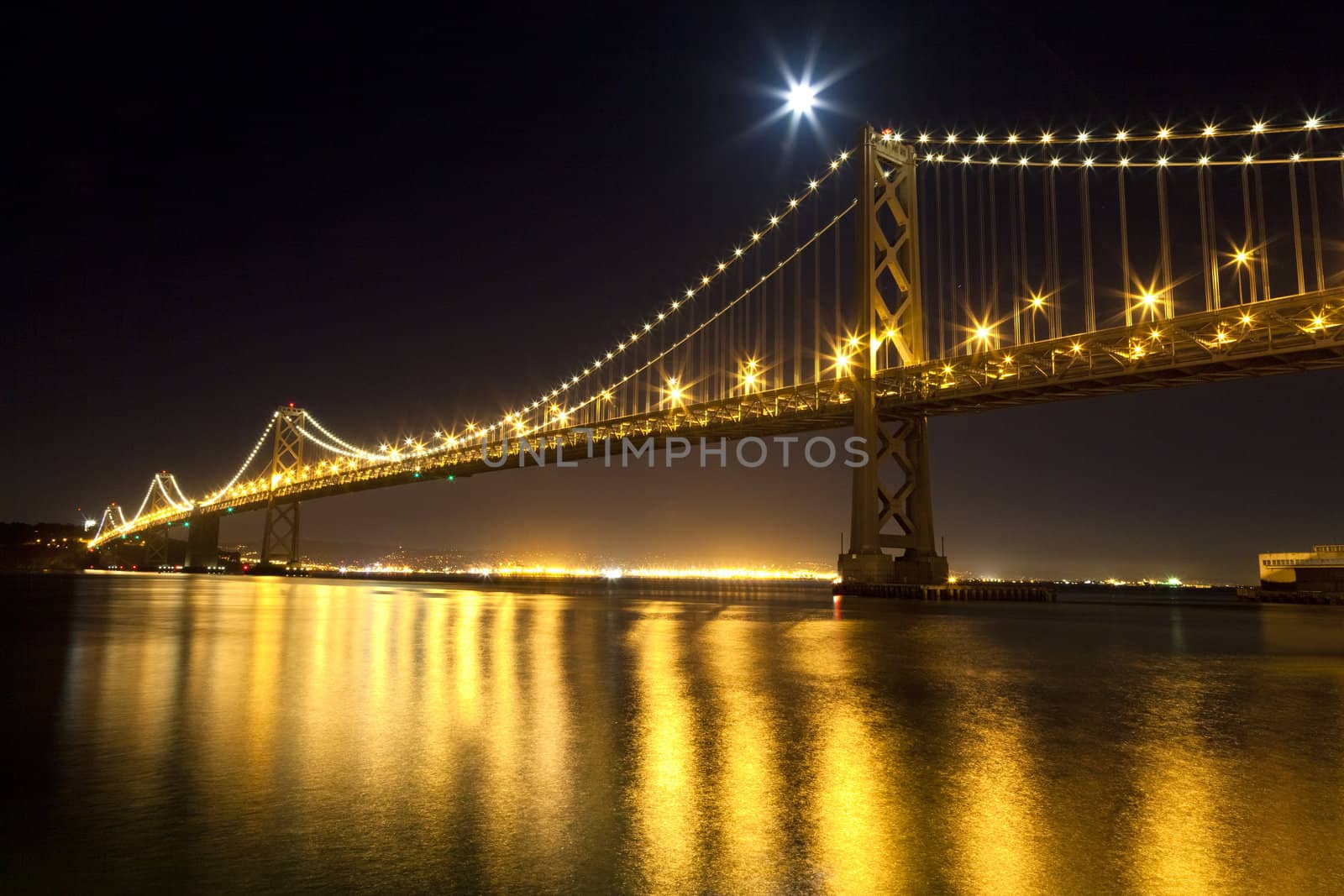 San Francisco Bay bridge in the night