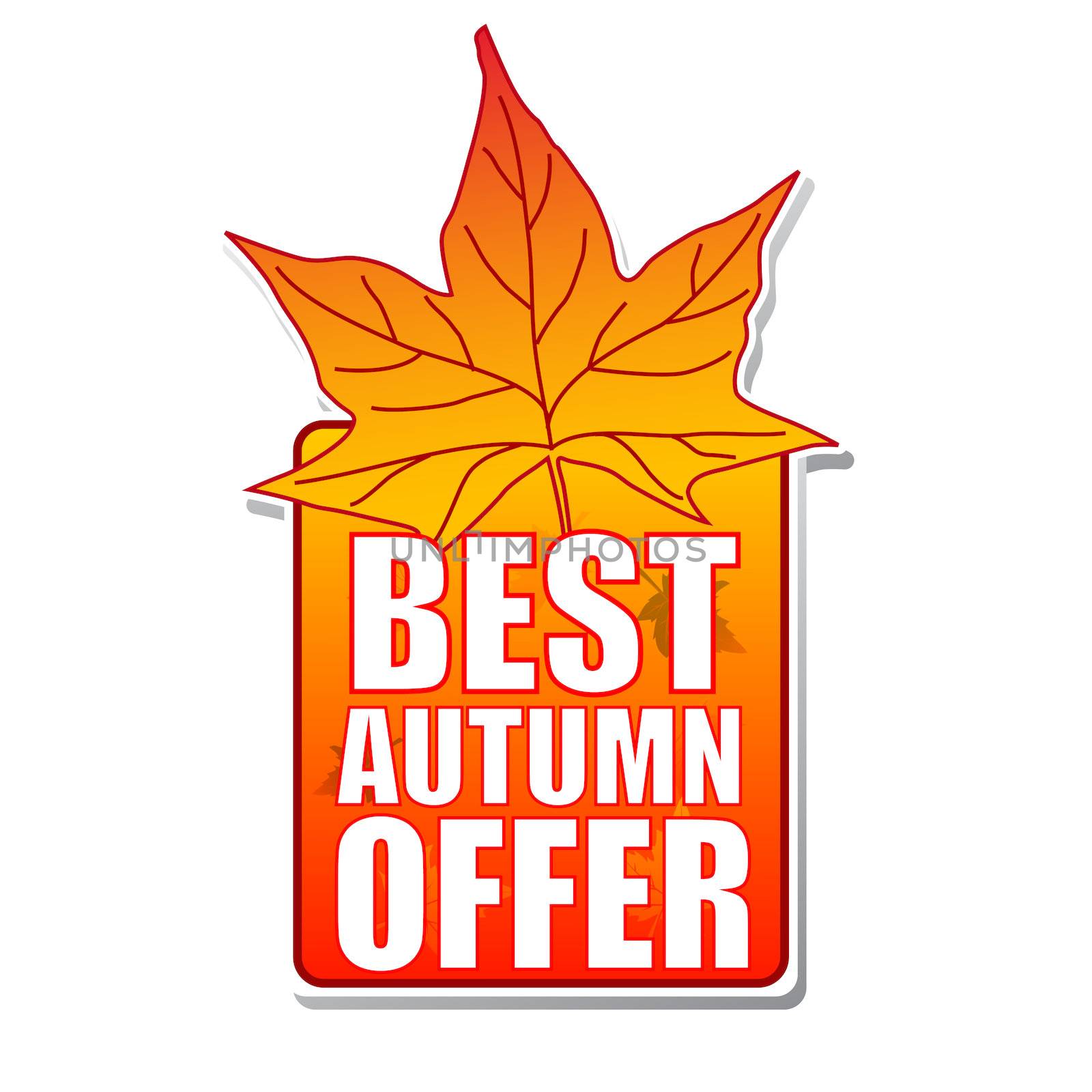 best autumn offer label with leaf by marinini