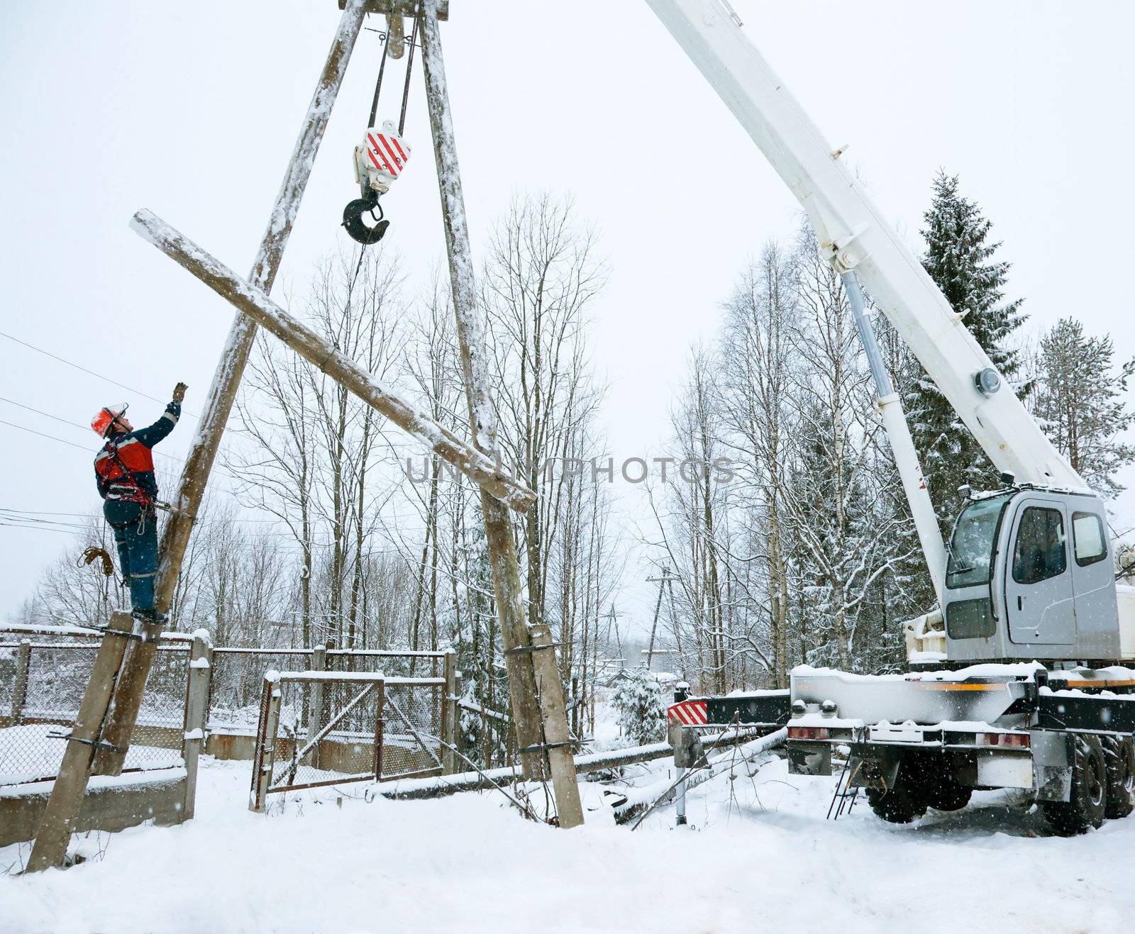 Repair power lines in winter by AleksandrN