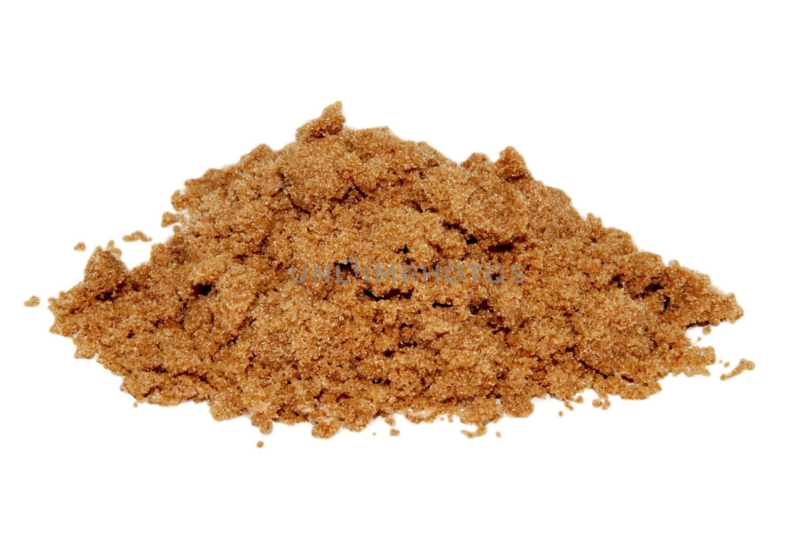 Pile of light brown soft sugar, isolated on a white background