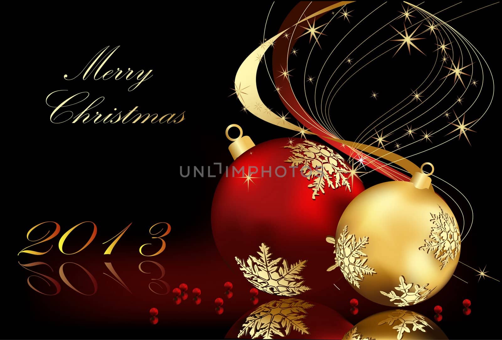 Merry Christmas  background gold and red