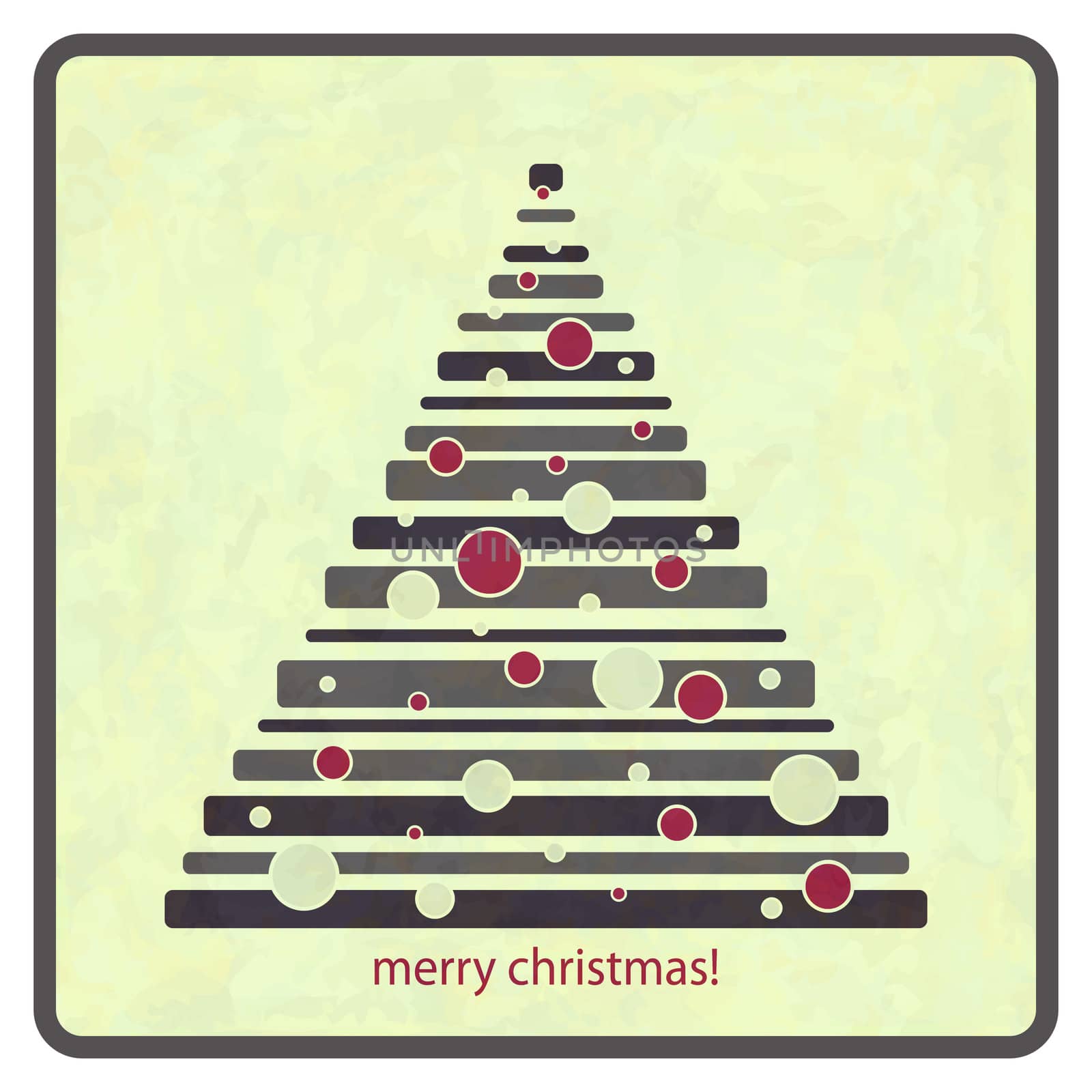 retro style royalty free illustration of winter tree with red balls and greetings