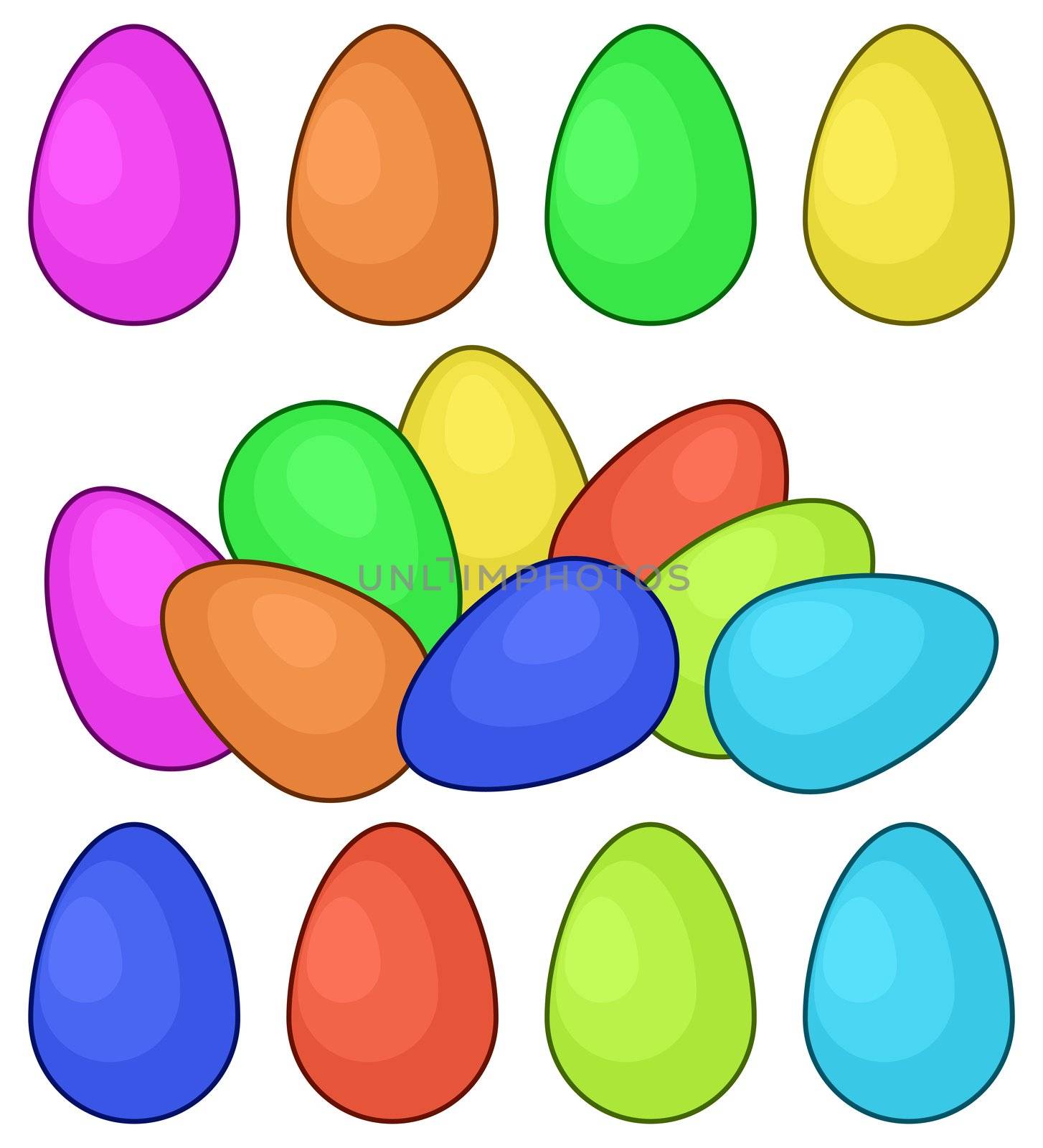 Easter eggs, the holiday symbol, painted in different colours, set
