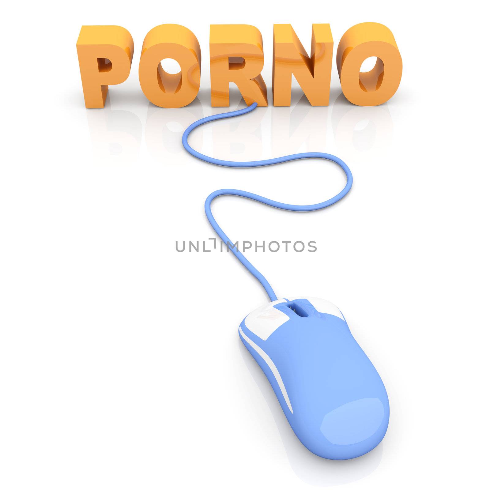 Porno click. 3D rendered Illustration. Isolated on white.