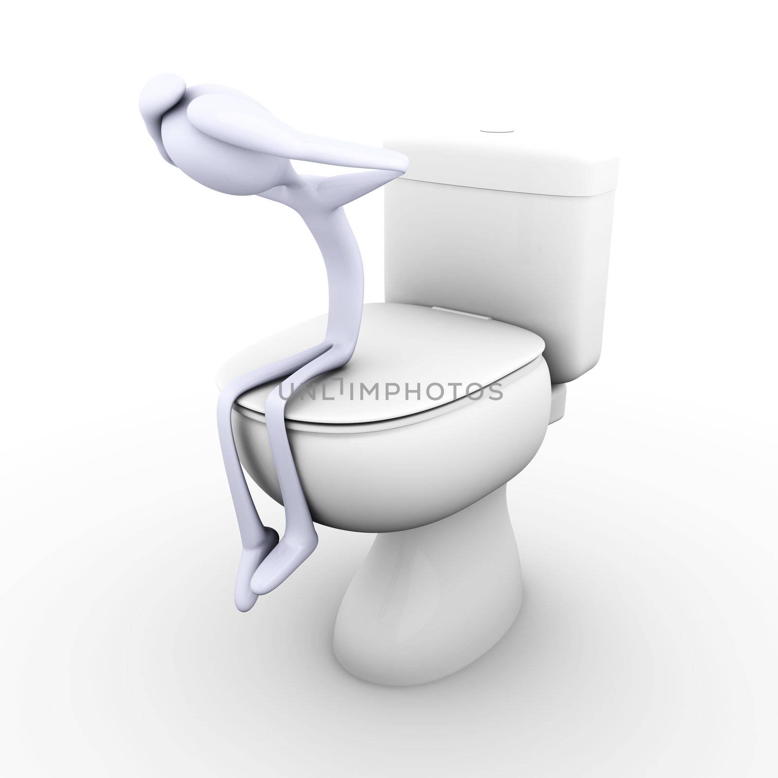 3D rendered Illustration. Being Sad in the restroom.