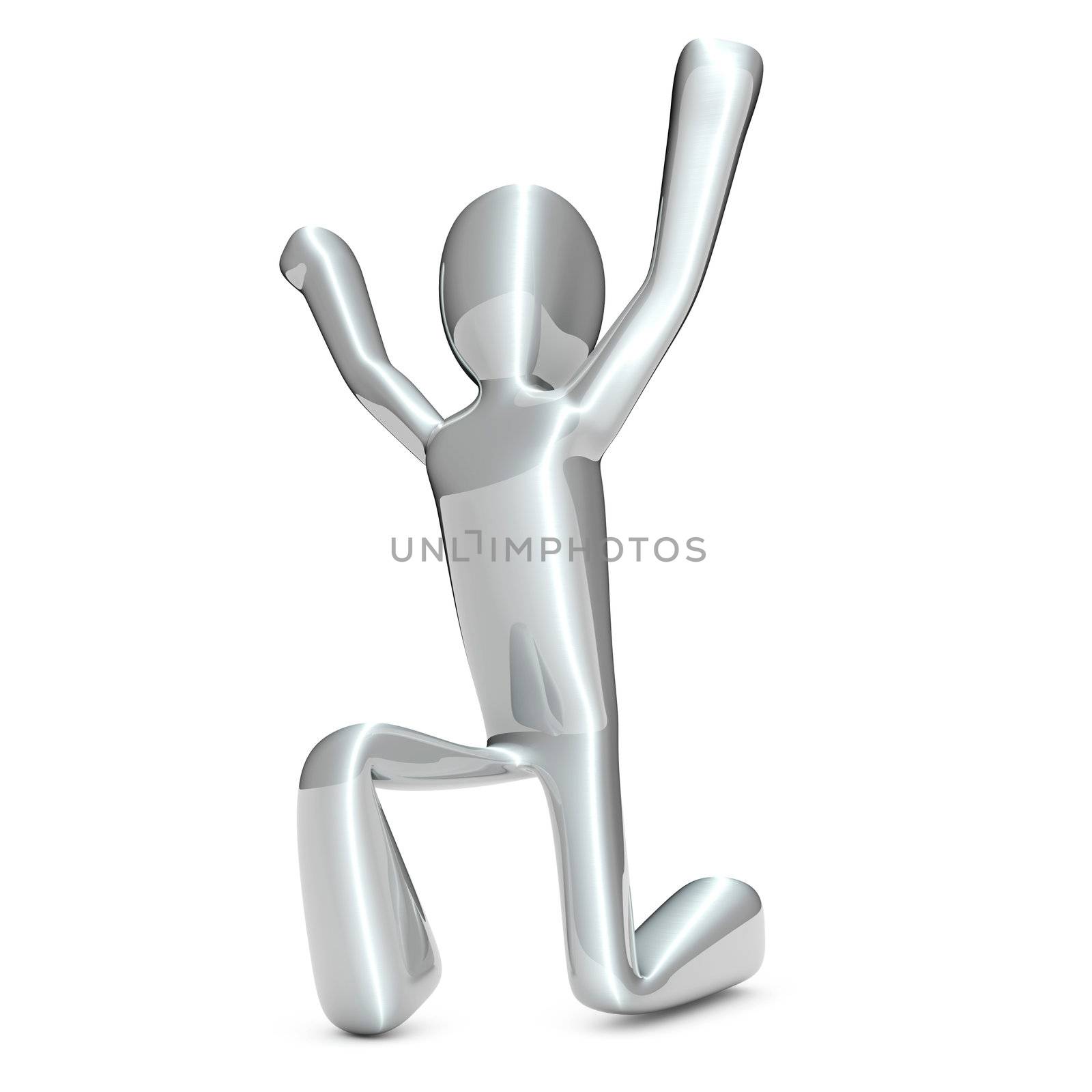 A winning cartoon figure. 3D rendered Illustration. Isolated on white. 