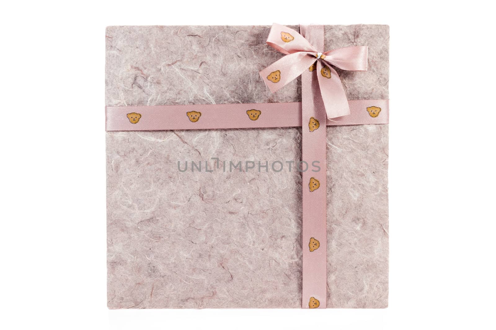 gift box with ribbon on white background by moggara12