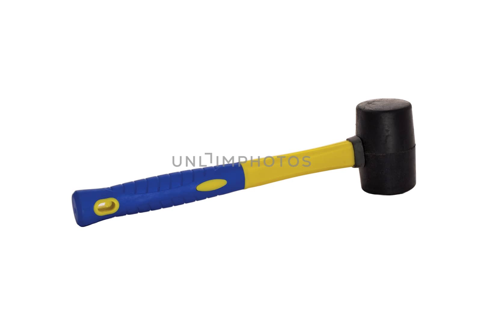 Isolated rubber mallet for use in DIY renovation, maintenance and construction on a white background