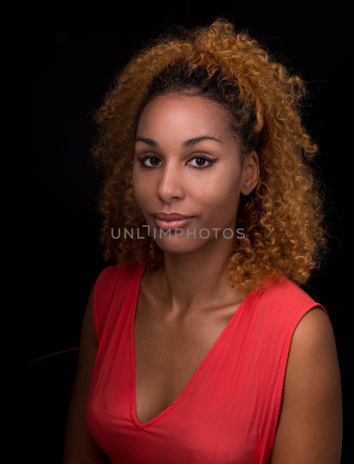 art portrait of a young woman in dark colors