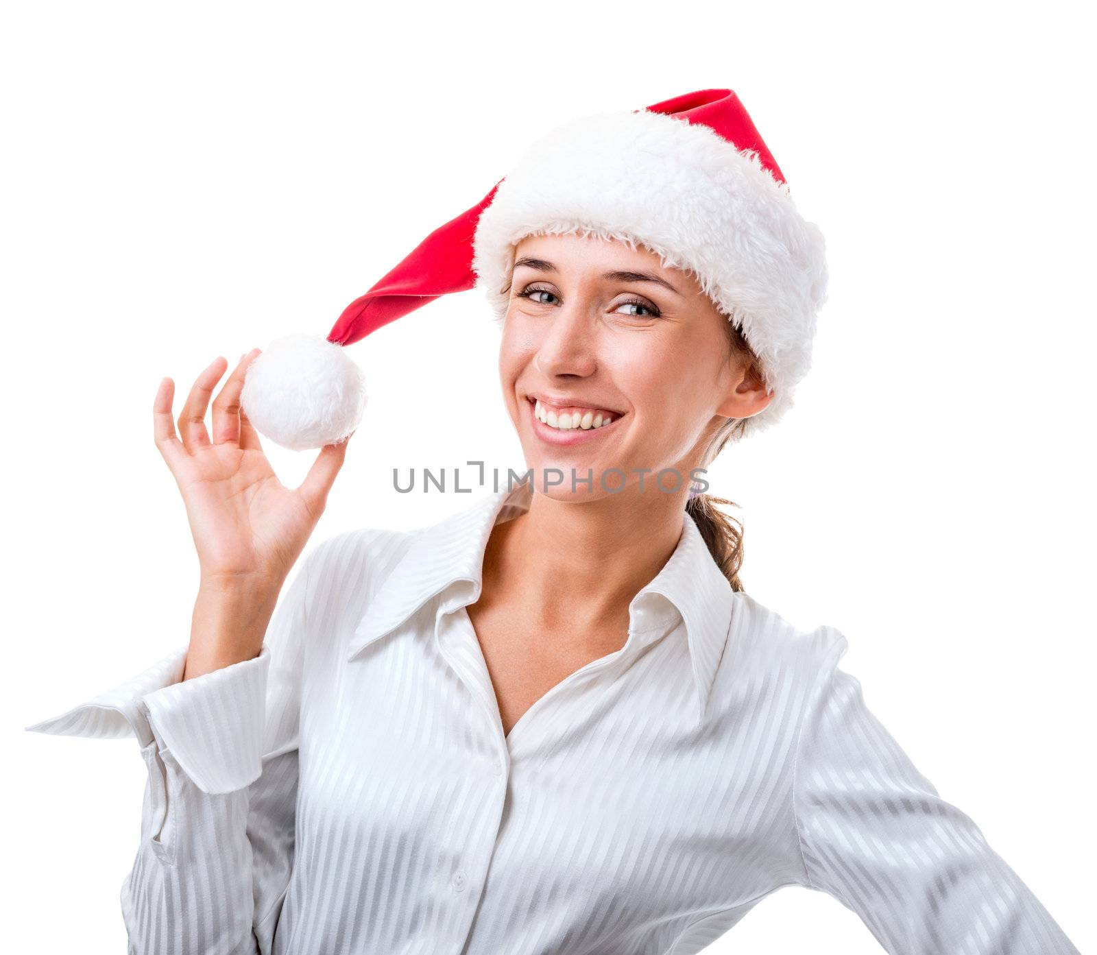 young woman in office attire. The figure is isolated on a white background with the clipping path