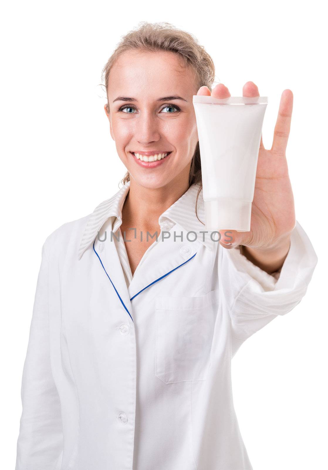 portrait of a woman - health worker. Isolation on white background with clipping path