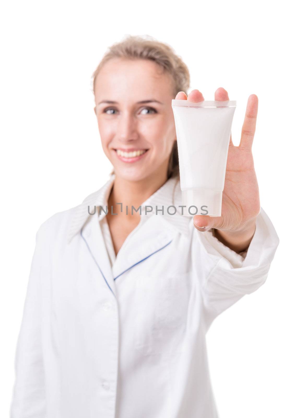 portrait of a woman - health worker. Isolation on white background with clipping path