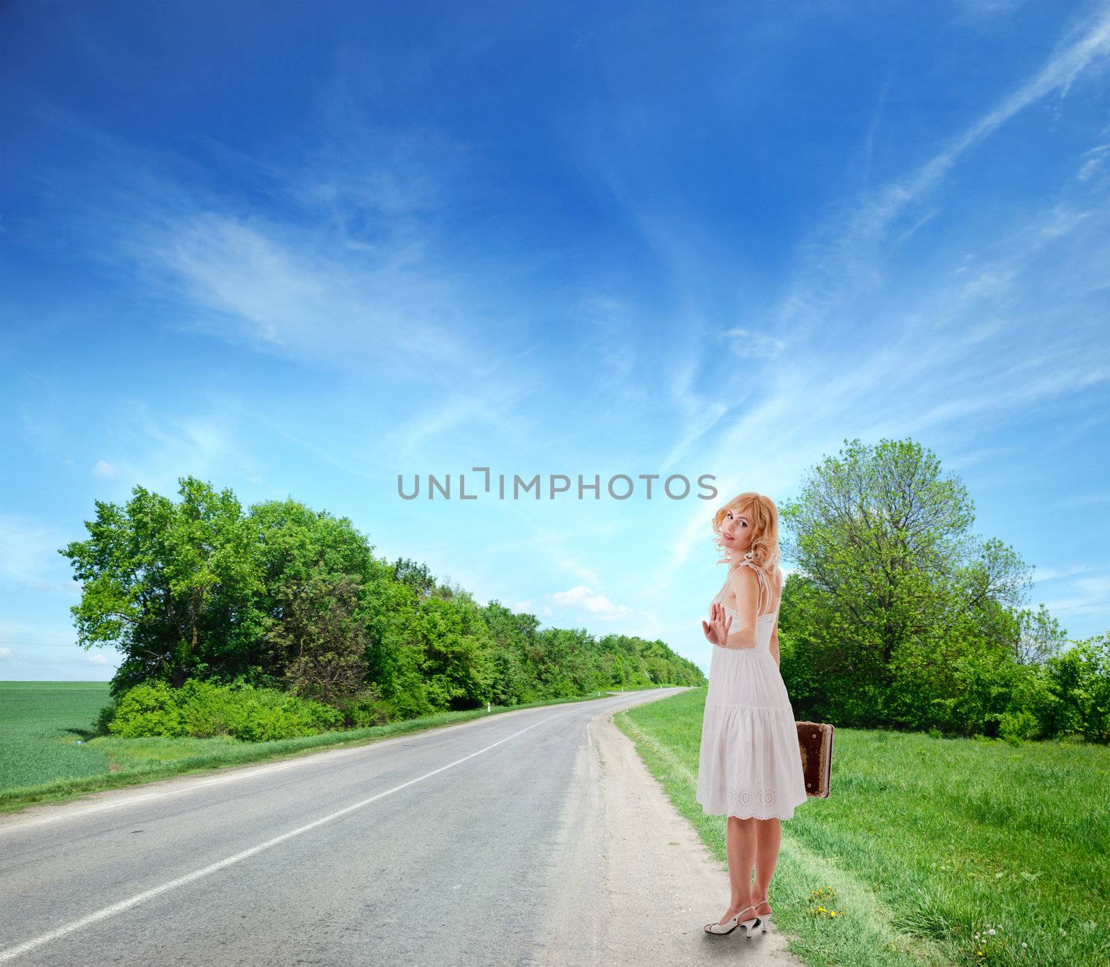 portrait of a girl in a rustic white dress . Isolated with clipping path