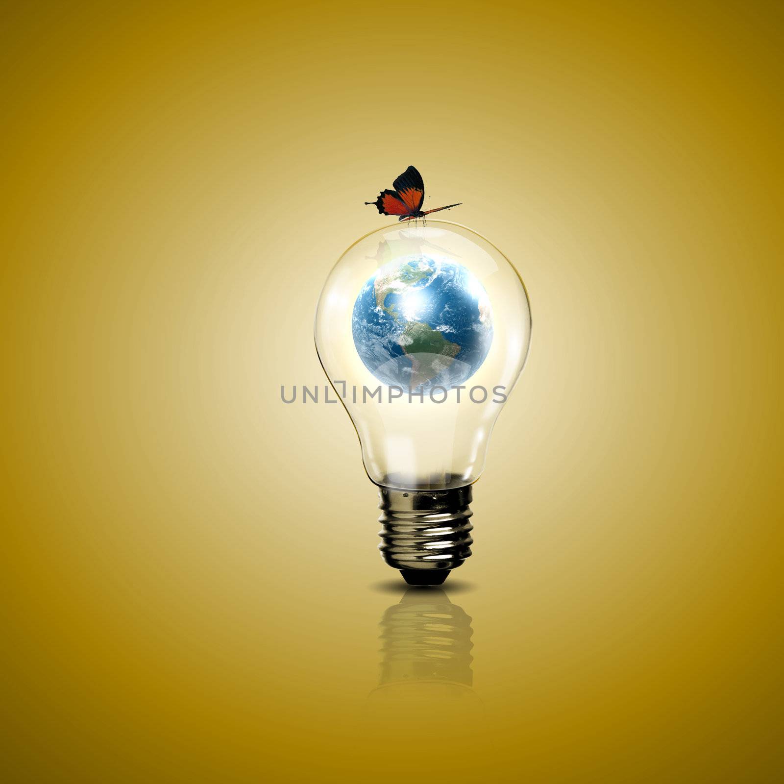 Electric light bulb and planet inside it by sergey_nivens